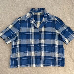 Zara Blue and White Plaid Shirt